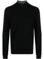 BOSS logo-embroidered virgin wool jumper - Noir