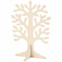 Houten decoratie boompje - 30 x 21,5 cm - knutselen - geldboom/wensboom - triplex bomen