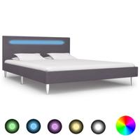 vidaXL Bedframe met LED stof grijs 140x200 cm
