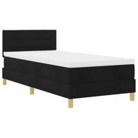 vidaXL Boxspringbed met matras en LED stof zwart 90x200 cm