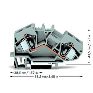 WAGO 783-601 Doorgangsklem 12 mm Spanveer Toewijzing: L Grijs 25 stuk(s)