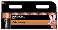 Duracell Plus Power Alkalinebatterijen, type D, 6 stuks