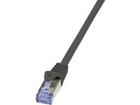 LogiLink CQ3033S RJ45 Netwerkkabel, patchkabel CAT 6A S/FTP 1.00 m Zwart Vlambestendig, Snagless 1 stuk(s)