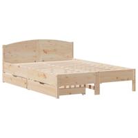 vidaXL Bedframe met hoofdbord massief grenenhout 150x200 cm, bed, bed ombouw, twijfelaar bed, bedbodem, slaapkamermeubel, 2 persoonsbed