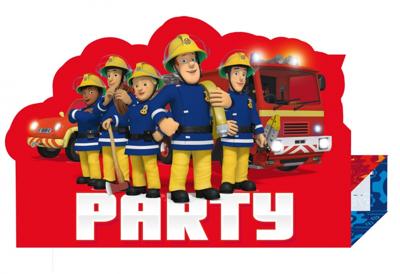 Uitnodigingskaartjes Brandweerman Sam