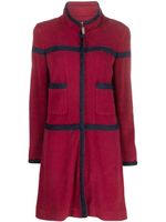 CHANEL Pre-Owned manteau bicolore à fermeture zippée - Rouge