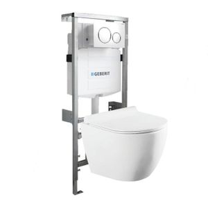 QeramiQ Salina Compact Toiletset -softclose zitting- bedieningsplaat Geberit Sigma20 wit - wit glans 0701131/sw53743/sw258541/