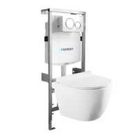 QeramiQ Salina Compact Toiletset -softclose zitting- bedieningsplaat Geberit Sigma20 wit - wit glans 0701131/sw53743/sw258541/ - thumbnail