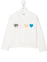 Chiara Ferragni Kids t-shirt brodé à manches longues - Blanc