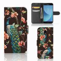 Samsung Galaxy J5 2017 Telefoonhoesje met Pasjes Pauw met Bloemen - thumbnail