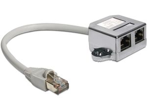 Delock 65177 RJ45-poortverdubbelaar 1 x RJ45-stekker naar 2 x RJ45-aansluiting (2 x Ethernet)