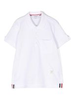 Thom Browne Kids polo en coton à patch logo - Blanc - thumbnail