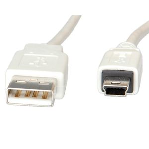 VALUE USB 2.0 Kabel , Typ A 5 Pin Mini , wit, 0,8 m