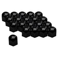 Set universele wielmoerkapjes - Zwart Staal - 17mm - set à 20 stuks