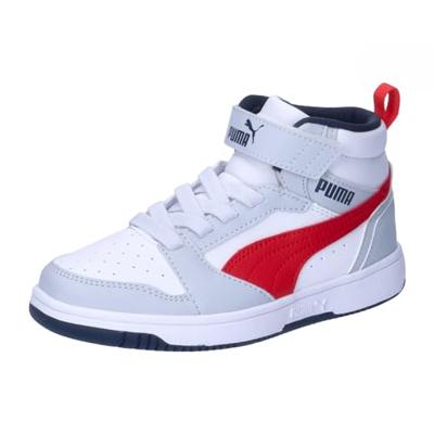 PUMA Puma Rebound V6 Mid Ac+ Ps uniseks-kind Sneaker Mid top, SILVER MIST-CLUB NAVY-FOR ALL TIME RED, 28 EU
