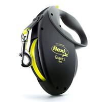 Flexi USA Giant Neon intrekbare hondenriem (band), ergonomisch, duurzaam en klitvrij, voor honden tot 50 kg, 26 voet, groot, zwart