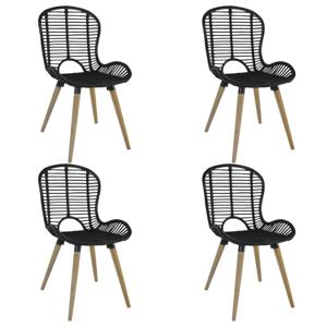 Eetkamerstoelen 4 st natuurlijk rattan zwart SKU: V246808