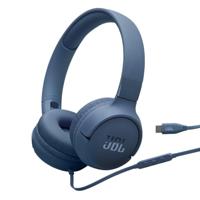 JBL Tune 520C Comfort Fit bedrade on-ear koptelefoon met microfoon, JBL Pure Bass-geluid, EQ-presets, USB-C-connectiviteit, opvouwbaar ontwerp en knoopresistente kabel, blauw