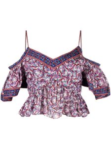 MARANT ÉTOILE blouse fleurie à épaules dénudées - Tons neutres