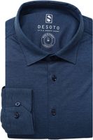 Desoto Slim Fit Jersey shirt blauw, Effen - thumbnail