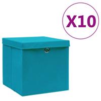 vidaXL Opbergboxen met deksels 10 st 28x28x28 cm babyblauw