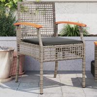 Tuinstoelen 2 st met kussens poly rattan en acaciahout grijs - thumbnail