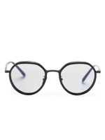 Giorgio Armani lunettes de soleil rondes à logo imprimé - Noir