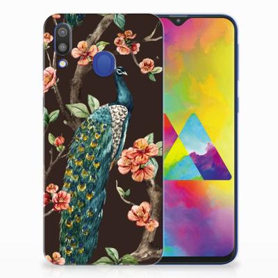 Samsung Galaxy M20 (Power) TPU Hoesje Pauw met Bloemen