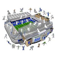 Iconic Puzzles, Chelsea FC Stamford Bridge, 100% eco-duurzame houten puzzel met officiële licentie, maat M, 270 stukjes