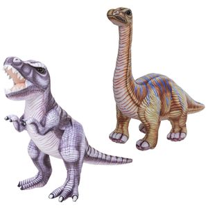 Speelgoed set van 2x pluche dino knuffels T-Rex en Apatosaurus van 30 cm