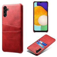 Samsung Galaxy A14 Bekleed Plastic Hoesje met Kaartsleuven - Rood