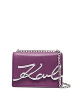 Karl Lagerfeld sac porté épaule en cuir à plaque logo - Violet - thumbnail