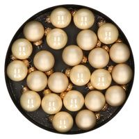 Othmar Decorations mini kerstballen van glas - 24x - champagne - 2,5 cm   -