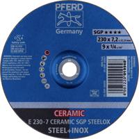 PFERD 62218300 E 230-7 CERAMIC SGP STEELOX Afbraamschijf gebogen Diameter 230 mm Boordiameter 22.23 mm RVS, Staal 10 stuk(s) - thumbnail