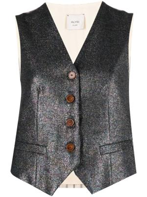 Alysi Gilet met enkele rij knopen - Paars