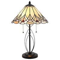 Lumilamp 5LL-5186 Tafellamp Tafellamp Tiffany Style Art Deco Natuur Ø 40 * 60 cm / E27 / Max. 2x60 Watt handgemaakte glazen kap decoratief gekleurd glas Retro antieke stijl
