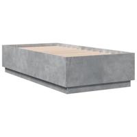 vidaXL Bedframe bewerkt hout betongrijs 75x190 cm, bed, bed ombouw, boxspring, bedbodem, slaapkamermeubel, eenpersoonsbed, 1 persoonsbed, logeerbed