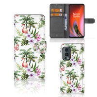 OnePlus Nord 2 5G Telefoonhoesje met Pasjes Flamingo Palms - thumbnail