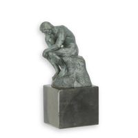 BRONZEN SCULPTUUR VAN DE DENKER MET GROENE AFWERKING - thumbnail