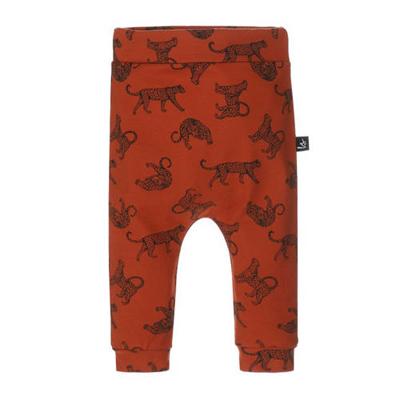 Babystyling baby slim fit broek met dierenprint roest/zwart