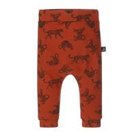 Babystyling baby slim fit broek met dierenprint roest/zwart