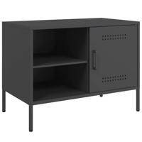 vidaXL Tv-meubel 68x39x50,5 cm staal zwart, tv kast, wandkast, tv dressoir, opbergkast, tv kastje, tv wandmeubel, wandmeubel, dressoir, dressoir kast