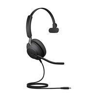 Jabra Evolve2 40 Headset – Microsoft Teams-gecertificeerde Monokoptelefoon met Noise Cancelling en Beltechnologie met 3 Microfoons – USB-C Kabel – Zwart