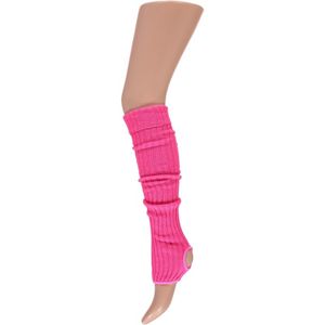 Neon roze beenwarmers met hielgat   -