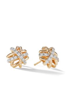 David Yurman puces d'oreilles Crossover en or 18ct à diamants