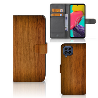 Samsung Galaxy M53 Book Style Case Donker Hout - thumbnail