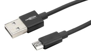 Ansmann USB-kabel USB 2.0 USB-A stekker, USB-micro-B stekker 1.20 m Zwart Aluminium-stekker, TPE-mantel 1700-0076