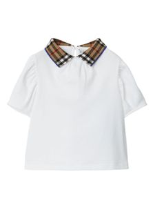 Burberry Kids polo à col Vintage Check - Blanc