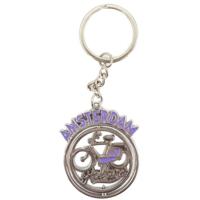 Matix Sleutelhanger Fiets Amsterdam 4 Cm Staal Paars/zilver