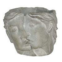 Clayre & Eef Bloempot Binnen 16 * 14 * 13 cm Grijs Steen Plantenpot Plantenpot